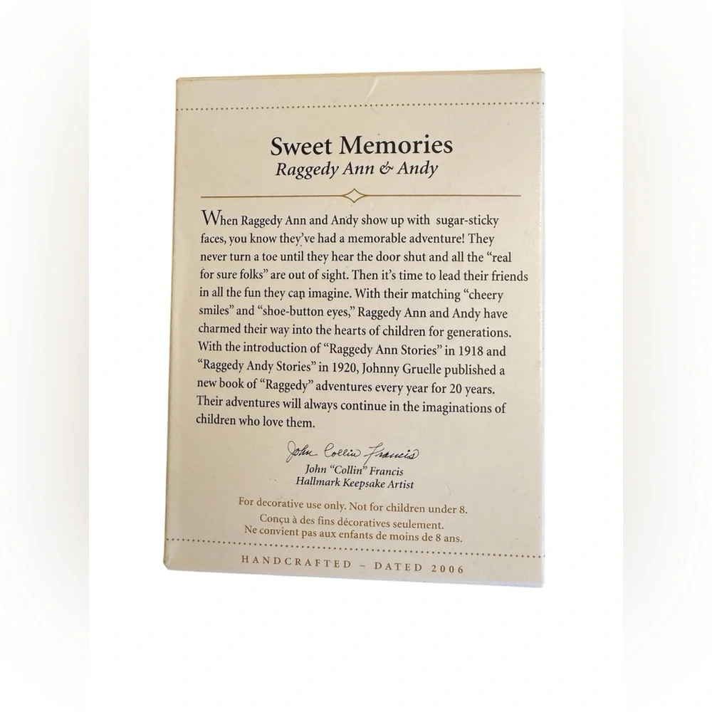 Hallmark Sweet Memories Raggedy Ann & Andy Keepsake